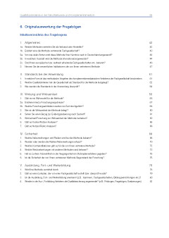 Schlußbericht: Inhaltsverzeichnis der Originalauswertung der Fragebögen