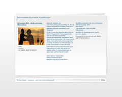 Screenshot von Website: Ausstellungssseite mit Informationen